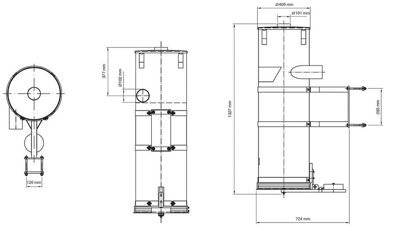 Dimensioni pre separatore KSA PER TRUCIOLI